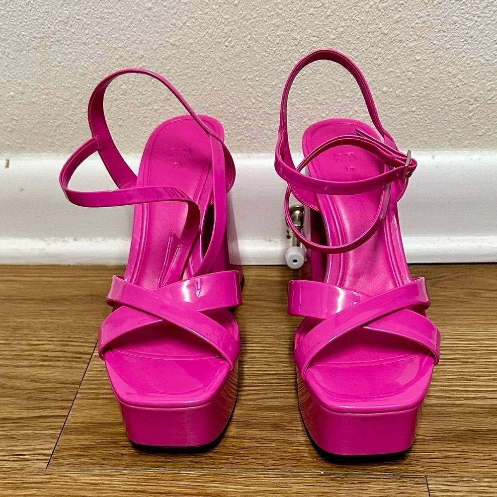ZARA Block Heels Platform pink Sandals